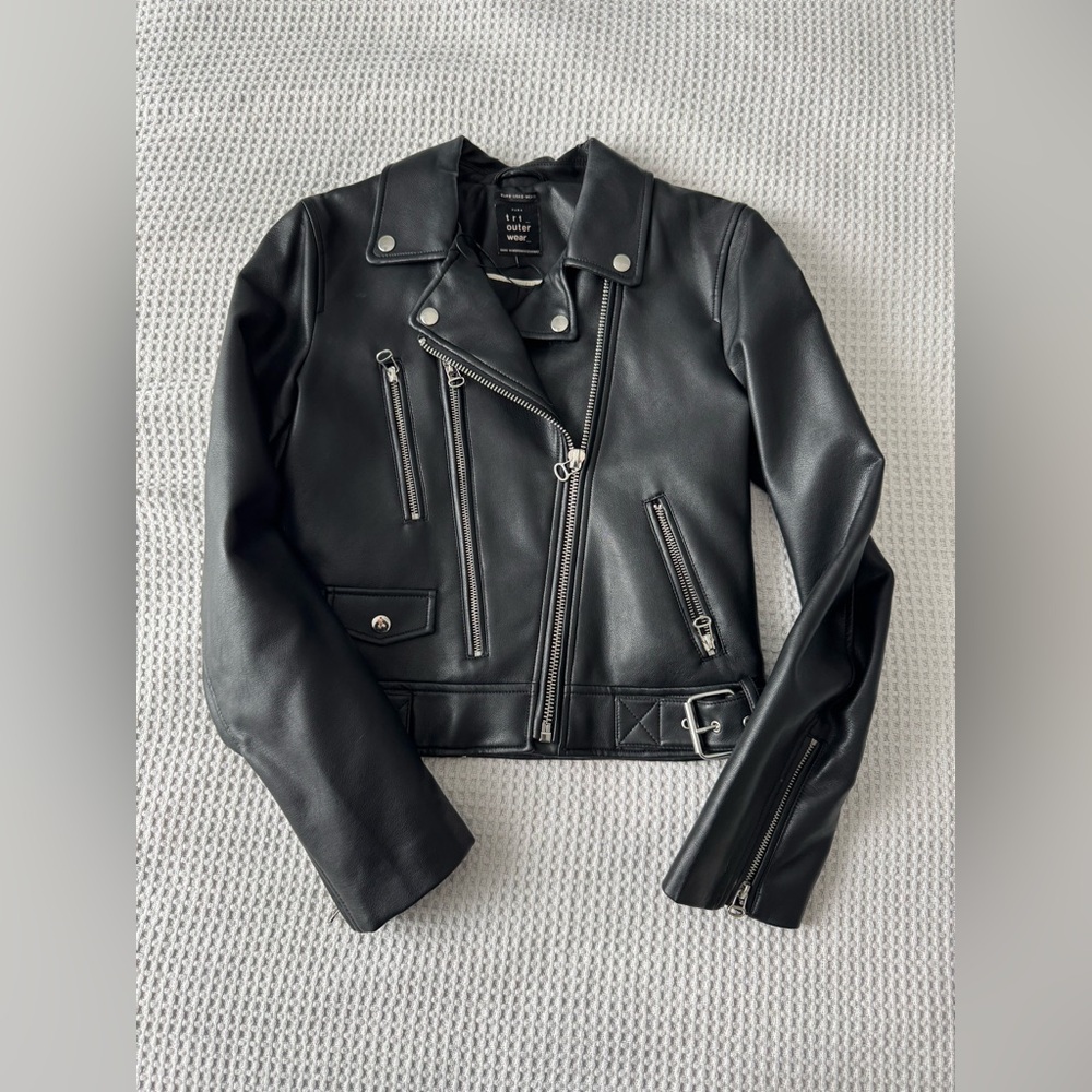 Zara Black faux Leather Moto Jacket